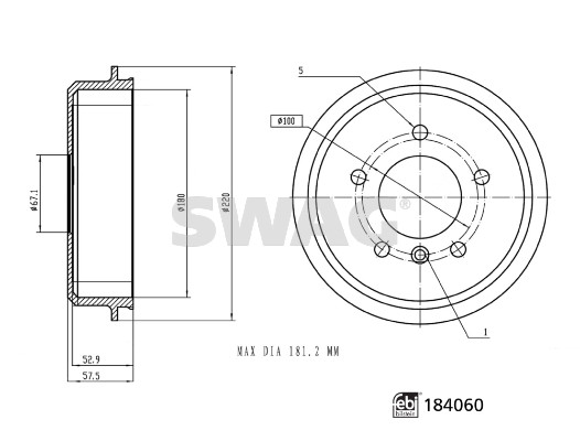 Brake Drum - 33 10 9266 SWAG